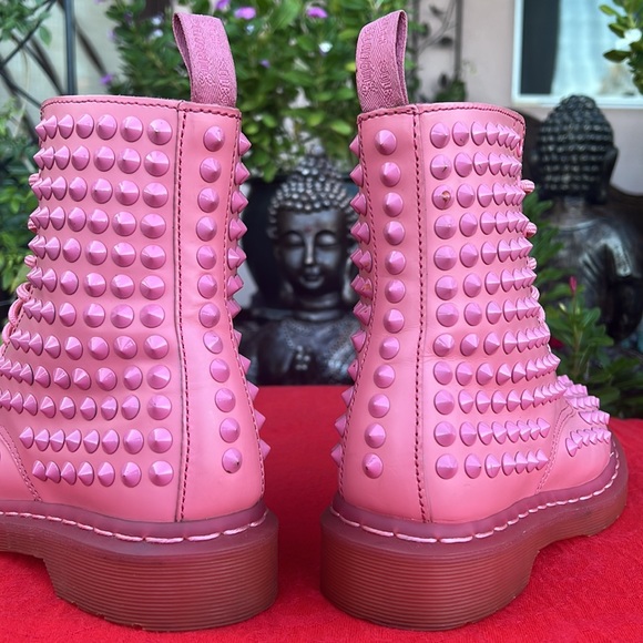 Dr. Martens Mono PINK Metal Spike Combat Moto Boots - Picture 8 of 17